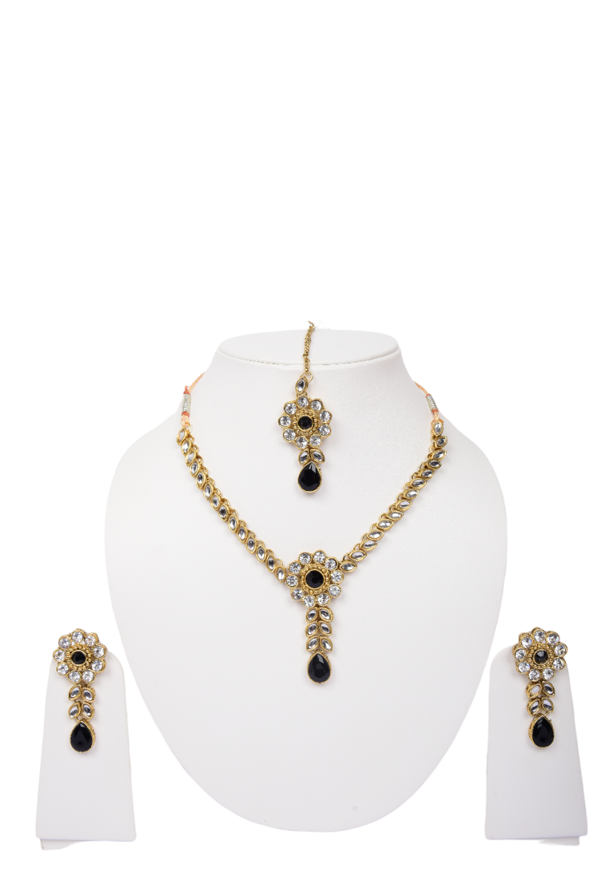 Infy Fashion Kundan Style Bridal Necklace Set with Earrings & Maang Tikka – Traditional Jewelry for Wedding, Engagement & Festive Outfits